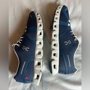 On Cloud Running Men's Navy and White Athletic Shoes